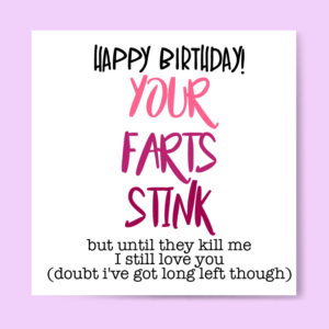 Funny Happy Birthday Card Boyfriend Husband Girlfriend Wife / Your Farts Stink!
