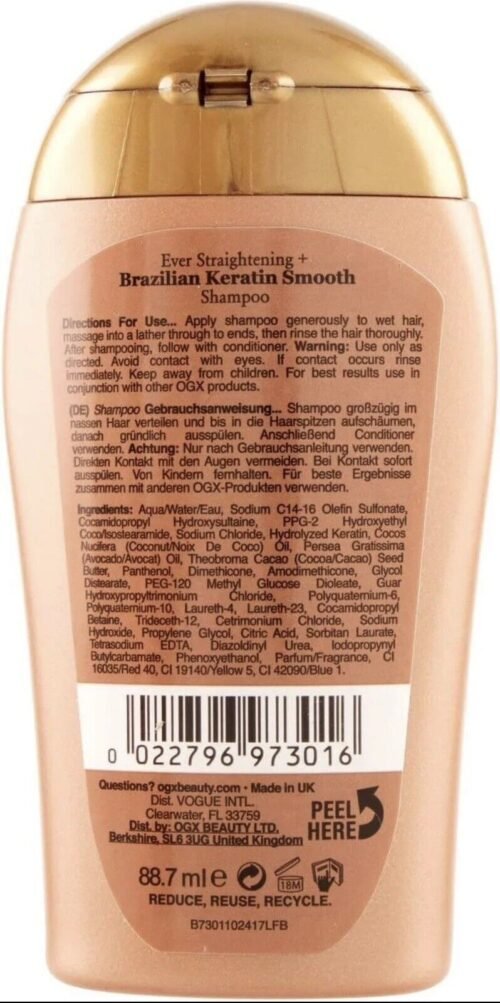 6x OGX Ever Straightening Brazilian Keratin Smooth Shampoo & Conditioner 88.7ml - Image 4