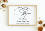 Personalised Hands Heart Bows Family Print | A4 size | Home Gift Baby