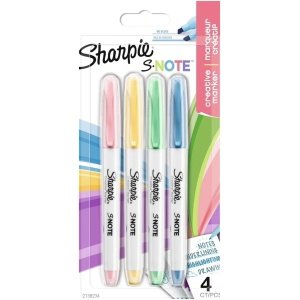 Sharpie Marker Pen Set Highlighter Drawing x4 S-Note Art Pen Chisel Tip Coloured