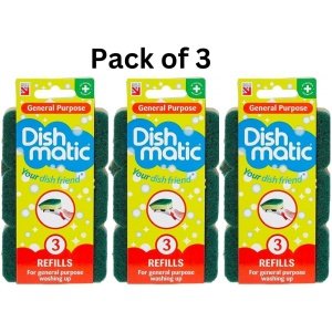 9 x Heavy Duty Dishmatic Refill Sponges Washing Up Scourer Replacement Head