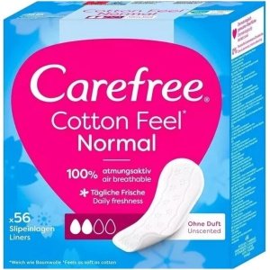 Carefree Cotton Feel Normal Panty Liners, 56 Count (Pack of 3) Total 168