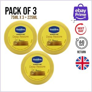 3x Vaseline Restore Intensive Care Deep Body Cream Moisture 75ML 24hrs Delivery