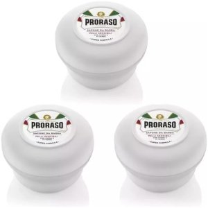 PRORASO Shaving Soap TRIPLE PACK | Green Tea and Oat Extract | 150ml White Bowl