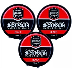 3x Black Shoe boot  Polish Traditional Shoe Polish with Carnauba Wax Polish 50ml