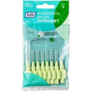 2x TePe Extra Soft Green 0.8mm Interdental Brush - Pack of 8 Brushes(Total 16)