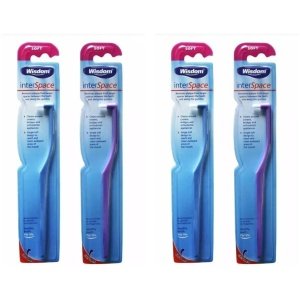 Wisdom Interspace Soft Interdental Toothbrush Tooth Brush - Purple / Blue X 4