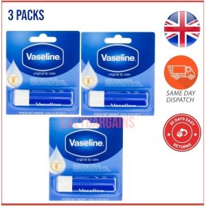 3x Vaseline Lip Care Balm Sticks Original Lip Care 4.8g with Vitamin E