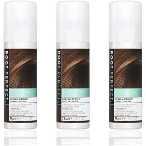 ROOT PERFECT Instant Root Concealer Hair Spray Medium Brown 75 ML - Pack of 3