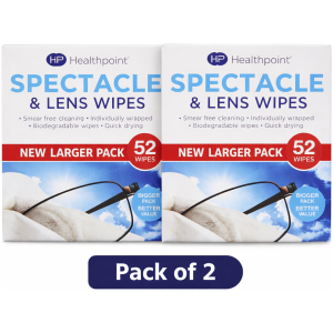 Healthpoint Lens Wipes Extra Value Pack – Streak Free Glasses & Phone Screen Cleaning Wipes UK Bulk - 2 Two