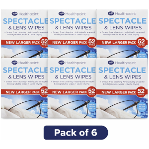 Healthpoint Lens Wipes Extra Value Pack – Streak Free Glasses & Phone Screen Cleaning Wipes UK Bulk - 6 Six