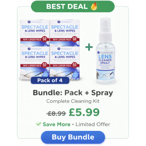 Healthpoint Lens Wipes Extra Value Pack – Streak Free Glasses & Phone Screen Cleaning Wipes UK Bulk - 4 Pack + Spray